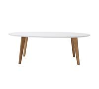 Table basse ovale scandinave blanc et bois clair chêne L120 cm EKKA
