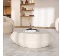 Table basse ovale blanche en fibre d'argile effet béton 105 cm - maui