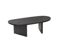 sweeek Table basse ovale bois de manguier et placage pierre noire rebord en métal L 1195 x P 60 x H 35cm Noir G