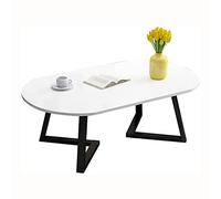 Table basse ovale de style nordique, table d'appoint de salon, table de loisirs en MDF + cadre en acier au carbone, table de salle à manger (H) (B)