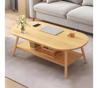 Table basse ovale du milieu du siècle - Design moderne à 2 étages avec étagère de rangement pour petit salon - Meuble en bois élégant - Solution peu encombrante