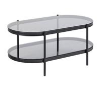 AC Design Furniture Bertha Table Basse Ovale avec 1 étagère, Table Basse avec Verre fumé et Structure en métal, Table de Salon avec Espace de Rangement, Design Moderne, Meuble de Salon, L 95 x H 42 x
