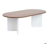 Table basse ovale en aggloméré coloris noyer/blanc L119 cm - IRIS