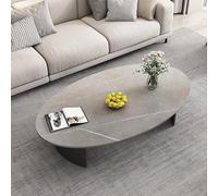 Table basse ovale en dalle de pierre table centrale petits espaces, table basse cocktail de style milieu de siècle plateau effet marbre et pieds incurvés en métal(A,140*80*40CM/55.1*31.5*15.7IN)