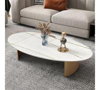 Table basse ovale en dalle de pierre table centrale petits espaces, table basse cocktail de style milieu de siècle plateau effet marbre et pieds incurvés en métal(C,140*80*40CM/55.1*31.5*15.7IN)