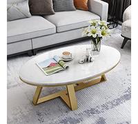 Table basse ovale en marbre, plateau en pierre avec cadre en métal - idéal pour le salon, le bureau à domicile - une table d'appoint unique pour les petits espaces