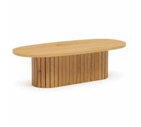 Table basse ovale en mélaminé bois clair Elena - Oviala