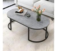 Table basse ovale grise moderne - 100,3 x 61 x 41,9 cm (L x l x H) - Petite table d'appoint élégante pour canapé pour appartements - Design simple, parfaite pour le salon et la décoration de la maison