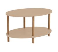 [en.casa] Table Basse Ovale avec Surface de Rangement Meuble de Salon Design Panneau de Particules Bois de Hêtre 43 x 70 x 44 cm Cappuccino Naturel