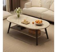 Table Basse Ovale MGHRUE, Table Centrale Pour Salon, 2 Niveaux, Rangement, Gris, 100*50cm