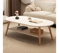 Table basse ovale minimaliste de 80 cm à 2 niveaux avec rangement - Table d'appoint moderne pour salon