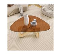 Table basse ovale moderne en verre, table basse triangulaire pour salon, table d'appoint du milieu du siècle avec forme de gouttes d'eau irrégulière, table d'appoint parfaite pour les petits espaces