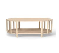 Table Basse Ovale Multifonction - GAROSA - Design Moderne avec Rangement - Table Centre en Bois pour Salon, Couleur bois naturel
