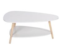 Table basse ovale - Pieds en hêtre - Style scandinave et moderne - Blanc - 97x51x38cm