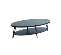 Table Basse Ovale Plateau Céramique Piètement Noir - LAUREN -