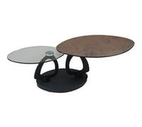 Table Basse Ovale Plateaux Verre et Céramique Marron - VANIM - ALTOBUY Marron G