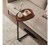 Table basse ovale pour petits espaces Noir H 45 x 30 x 60 cm Table d'appoint moderne pour salon, chambre à coucher, balcon et bureau Table d'appoint en forme de C avec bureau pour ordinateur portable
