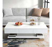 Table basse OYAJIA avec éclairage réglable - Table basse blanche avec étagères ouvertes et 2 tiroirs - Table basse rectangulaire moderne en bois À propos du produit☕ Robuste et durableCette table bass