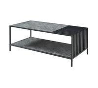 [en.casa] Table Basse de Salon Table d'Appoint avec Plateau Inférieur de Rangement Design Style Intemporel Stable Rectangulaire pour Séjour Bureau MDF Acier 120 x 60 x 45 cm Noir Aspect Béton