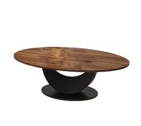 Table Basse Pas Cher Ovale Style Antique Chinois Noyer Bois Massif Stratifié Coffee Table Socle Laqué Fer Plateau Spacieux Tables Centrale pour Salon, Bureau(Black)