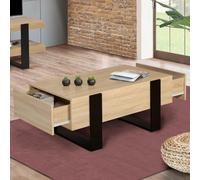 Table Basse Phoenix Avec Tiroirs 100 Cm Bois Et Noir Noir