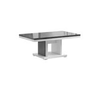 AltoBuy Table Basse Pied Central laqué Blanc et Imitation Granit Gris - Newell