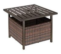 Table basse pied de parasol 2 en 1 résine tressée imitation rotin métal époxy chocolat Marron G