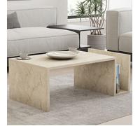 Table basse Piuro Dmora, en bois noble beige marbre 87x50x32h cm