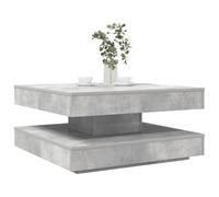 Table basse pivotante à 360 ° en bois avec étagère, style moderne pour salon, gris béton, 70 x 70 x 34,5 cm, table d'appoint robuste