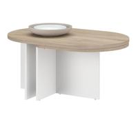 Table basse pivotante - BETTY - Ovale - Chêne / Blanc - 90/130,4 x 60 x 42,2 cm