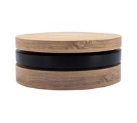 Table basse pivotante ronde avec 1 niche en MDF - Noir et naturel clair - JANITA
