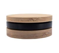 Table basse pivotante ronde avec 1 niche en MDF - Noir et naturel clair - JANITA