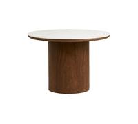 AltoBuy Table Basse Ø60cm Plateau en céramique Aspect marbre Pied placage frêne teinté - Nelly