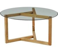 Table basse Plateau de table en verre Pieds en bois Salon Meubles modernes minimalistes