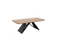 Table Basse Plateau en Acacia Massif Pieds Métal Noir Forme Papillon - MYLONIS -