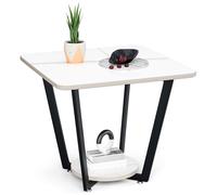 Table Basse Plateau en ardoise, forte capacité de charge, double couche Style Moderne Blanc Marbré et Noir