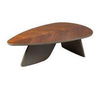 OJA - Table Basse Plateau Plaquage Noyer Pieds Laqué Kaki Mat -