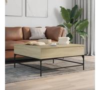Table Basse, Plateau Relevable, Compartiment de Rangement Caché, Table de Salon Extensible, chêne Sonoma 95x95x45 cm Bois d'ingénierie et métal