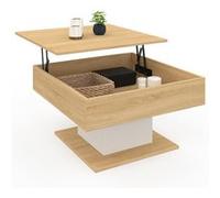 IDMarket Table basse EDEN plateau relevable carrée bois et blanc