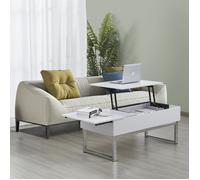 Table basse plateau relevable FLOWER 110x55cm /Blanc et métal chromé