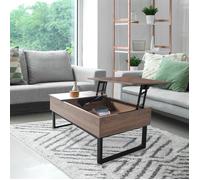 Table basse plateau relevable FLOWER 110x55cm / Décor Chêne blanchi et métal noir