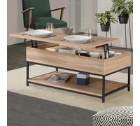 IDMarket – Table basse Detroit 100 cm – Plateau relevable, étagère inférieure, design industriel