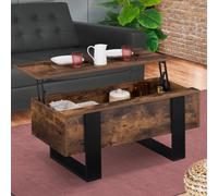 IDMarket - Table Basse Plateau relevable rectangulaire Phoenix Bois Effet Vieilli et Noir