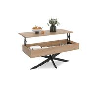 IDMarket - Table Basse Plateau relevable rectangulaire Alix 100 cm Pied araignée Bois et Noir