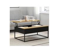 IDMarket - Table basse Boston relevable rectangulaire 100 cm noir plateau bois design industriel
