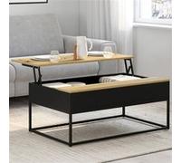 IDMarket - Table basse Boston relevable rectangulaire 100 cm noir plateau bois design industriel