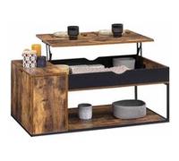 IDMarket - Table Basse Plateau relevable rectangulaire Chicago avec Coffre Design Industriel