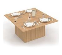 IDMarket - Table Basse Plateau relevable rectangulaire Convertible en Table à Manger Juliette 100 cm Effet Lattes tasseau Bois
