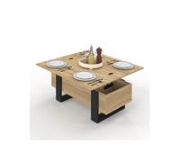 IDMarket – Table basse PHOENIX plateau relevable rectangulaire convertible 97,5 cm bois et noir