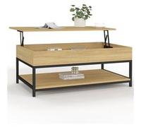 IDMarket – Table basse Detroit 100 cm – Plateau relevable, étagère inférieure, design industriel